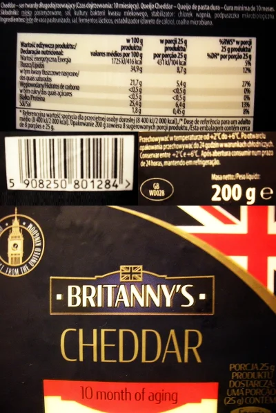 wkto - #listaproduktow
#cheddar ser twardy dojrzewający 10 miesięcy Britanny's #biedr...