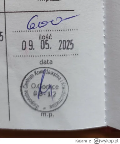 Kajara - 155 740 - 200 = 155 540
Data donacji - 09.05.2025
Rodzaj donacji - osocze
Mi...