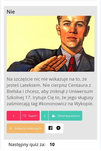 POgromcaCentaurow - #kononowicz zapraszam do lustracji https://samequizy.pl/czy-jeste...