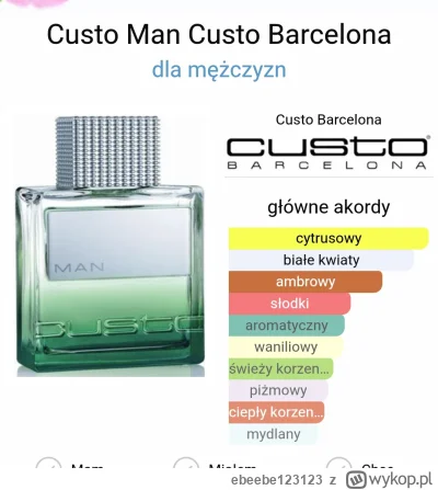 ebeebe123123 - #perfumy
Custo Man Barcelona - 3.5zl/ml
Od 10ml
Ship dpd/inpost