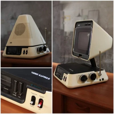 pogop - ‘JVC Video Capsule’ (model 3100D). When closed it’s a 15”/38 cm tall pyramid-...