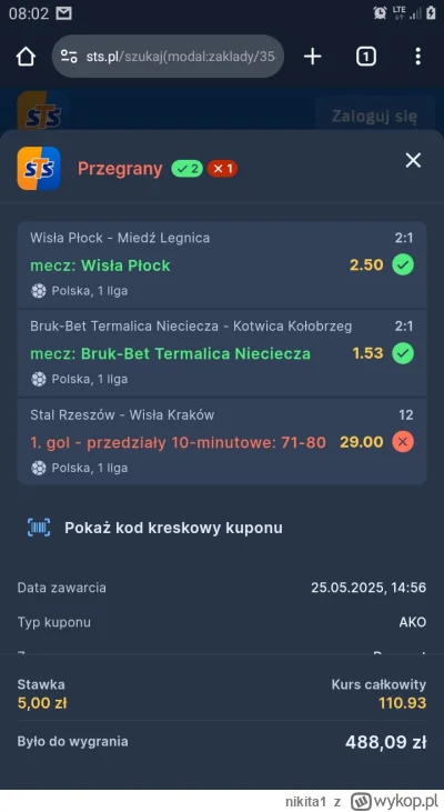 nikita1 - #sts  #bukmacherka dlaczego ten kupon nie wszedł?