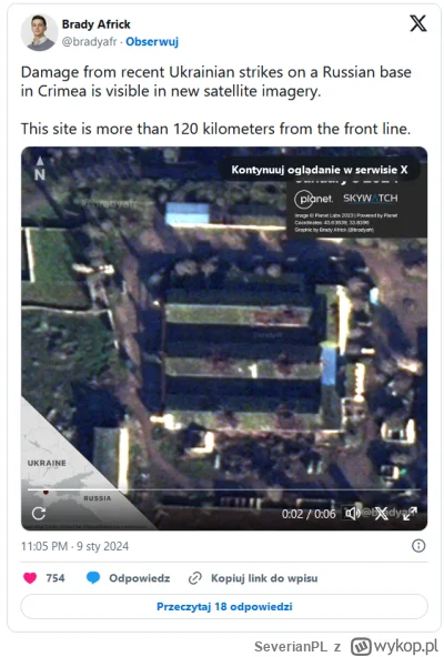 SeverianPL - >Najnowsze zdjęcia satelitarne potwierdziły zniszczenie jednej z rosyjsk...