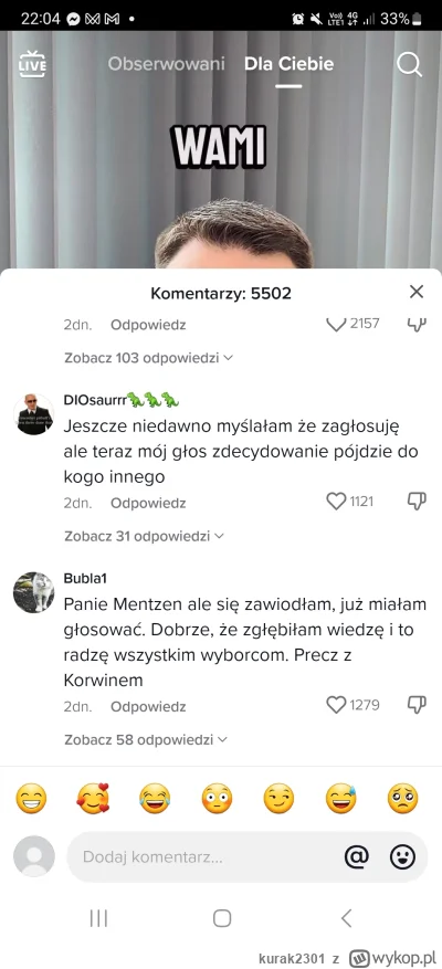 kurak2301 - @pieknylowca na kazdym tik toku mentzena po 1000 komentarzy w jednej tona...