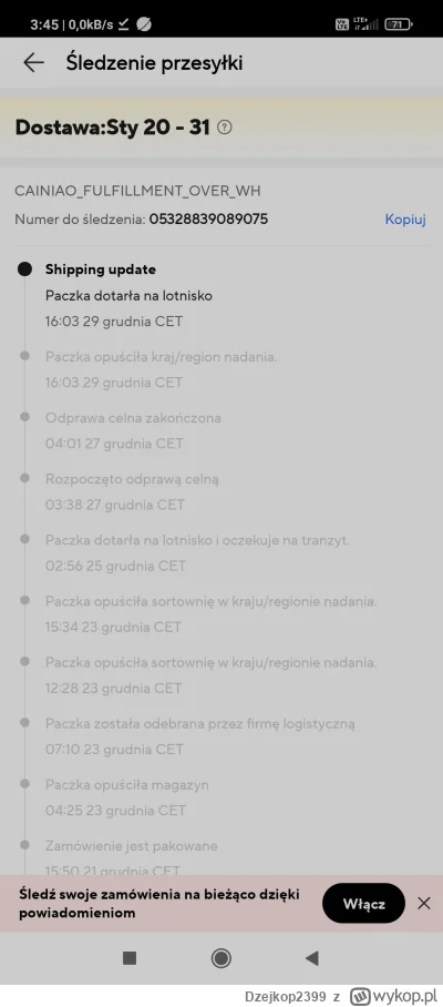 Dzejkop2399 - @eazy-e: moja paczka za to utknęła level dalej 🤦🤦no nic. Za 2 miesiąc...