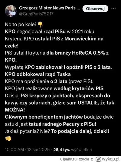 CipakKrulRzycia - #kpo #bekazpisu #polityka ciekawe co dzisiaj Tusk powie o 18:00?