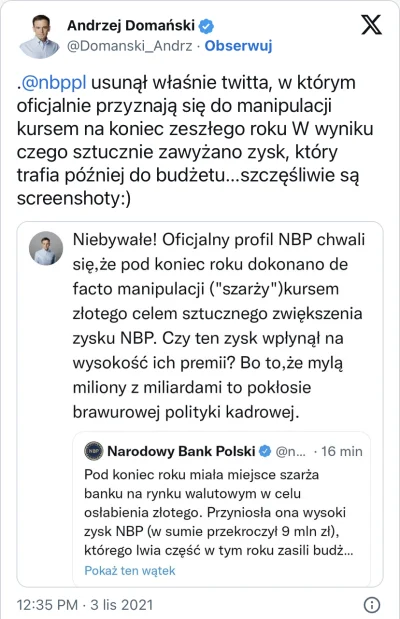 przekliniak - @ramuram:
 NBP nie jest od zysków rozliczanych w PLN

Glapiński: Potrzy...