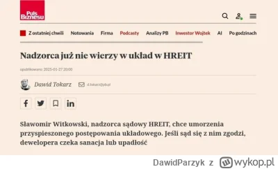 DawidParzyk - "Sławomir Witkowski, nadzorca sądowy HREIT, chce umorzenia przyspieszon...