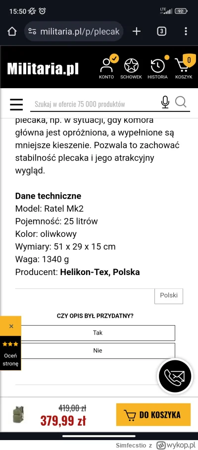 Simfecstio - Hej Mirki. Czy taki plecak da radę wnieść na Ryanaira?
Ratel MK2. 25 lit...