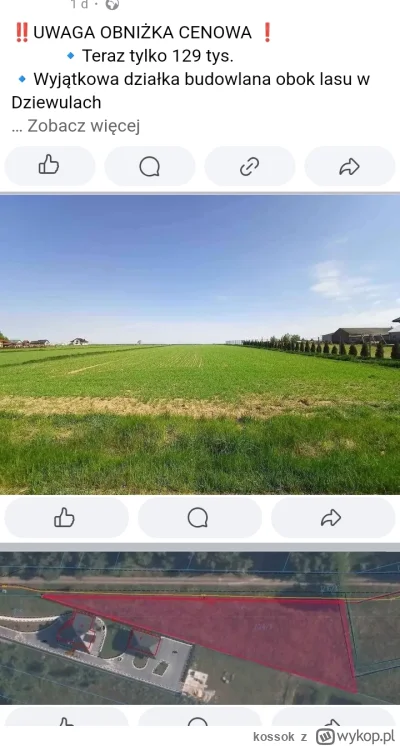 kossok - Wypizdow 15 min od Siedlec, działka o kształcie nie w kij ni w oko, z plusów...