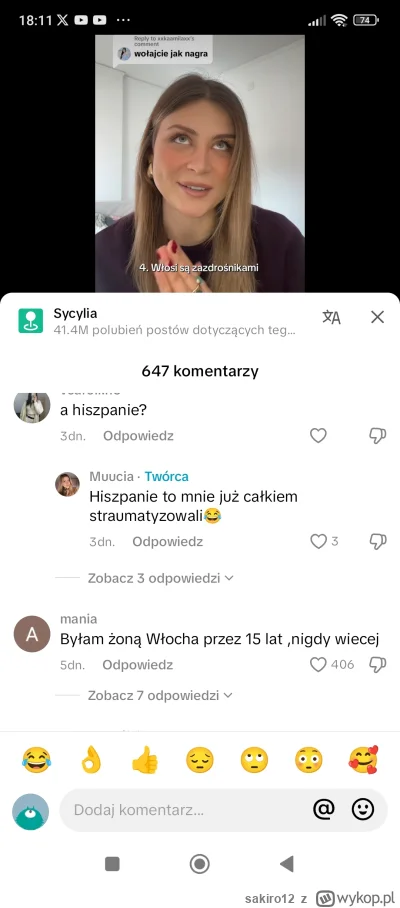 sakiro12 - #p0lka 15 latach była żoną Włocha co się wyskakała to jej nikt nie odbierz...