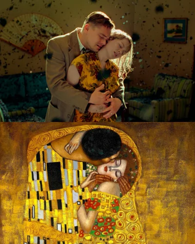 warszawiak39 - #film #ciekawostki #malarstwo 
Gustav Klimt "Pocałunek" vs DiKarpio na...