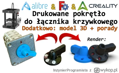 InzynierProgramista - Creality + Alibre Design + FreeCAD - łącznik krzywkowy - druk p...