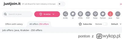 ponton - Niecały miesiąc temu pisałem, że na @JustJoinIT było 200 ofert na Javę w Kra...
