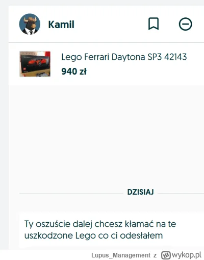 Lupus_Management - #olx #heheszki

Mireczki, sprzedaję klocki na OLX, taką wiadomość ...