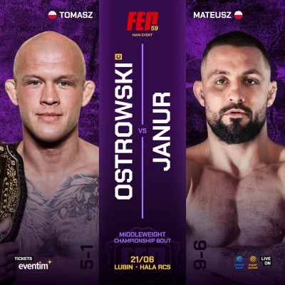 Sobocina - 💥 Kto wygra walkę wieczoru na FEN 60? 💥

Dziś w oktagonie zmierzą się:
�...