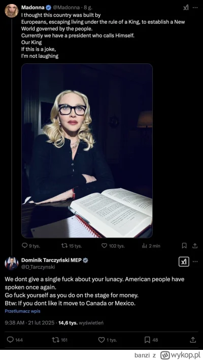 banzi - Debilek Tarczyński startuje do Madonny ( ͡° ͜ʖ ͡°) Matrix nam się psuje coraz...