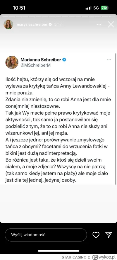 STAR-CASINO - Na Marianke Schreiber wylewa się ogromny hejt za powiedzenie na głos te...