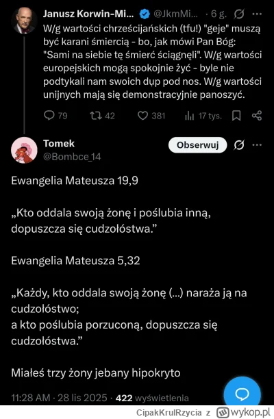 CipakKrulRzycia - #korwin #lgbt #polityka 
Co za problem zabronić chrześcijanom być h...