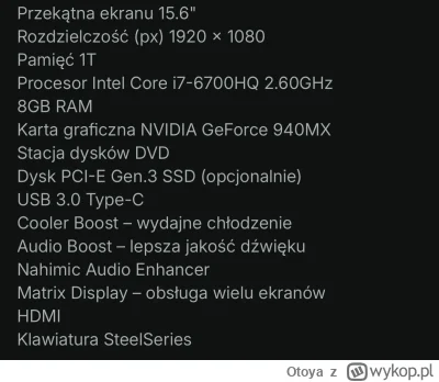 Otoya - Siemano
Poszukuje laptopa w miarę taniego dla 8 latka co by mógł pograć w min...