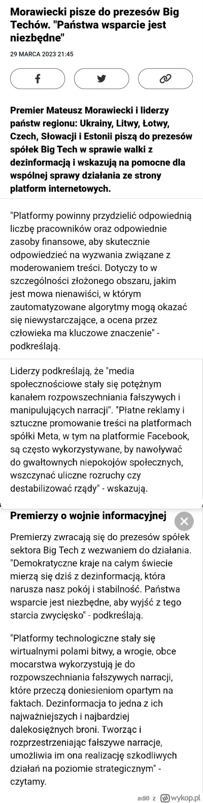 adi0 - Morawiecki w 2023r wzywał BigTechy, że muszą przeznaczać więcej środków na "mo...