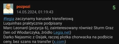 pozpozi - #legia pisałem o tym w połowie maja, jako plotka na podbicie ceny, wciąż uw...