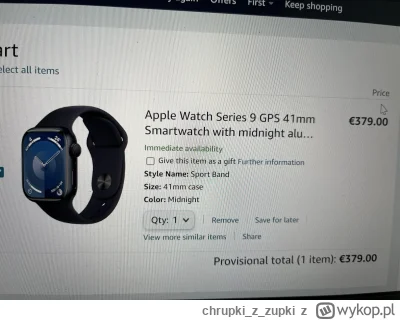 chrupkizzupki - Na Amazon.it można kupić #applewatch 9 za 1650 PLN :) 
#apple