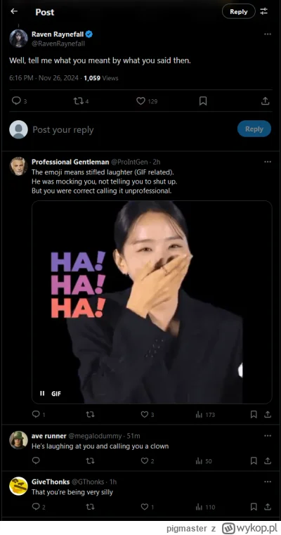 pigmaster - Tak niepotrzebnie sie wdal w sprzeczke, no a babka chyba lubi dramy :). T...