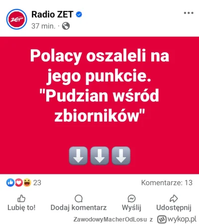 ZawodowyMacherOdLosu - Myślę, że radia Zet nie przewidział. Nagłówek artykułu o bardz...