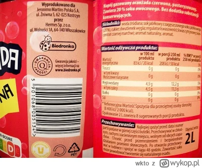 wkto - #listaproduktow
#oranzada czerwona Oranżada #biedronka
aktualny skład oraz pro...