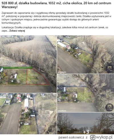 pawel-sakowicz - Dodam tylko, że działki w tych rejonach chodzą obecnie po 150-180k X...