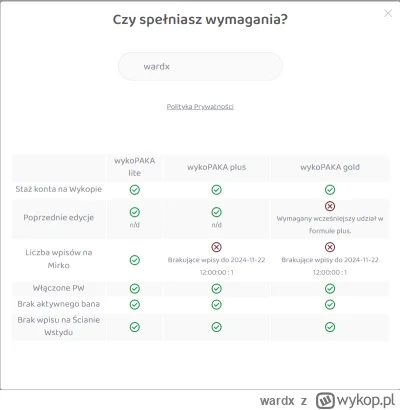 wardx - Chyba odpuszczę sobie udział w formule Plus. Już nie dam rady spełnić tych wy...