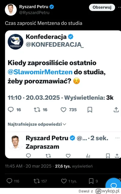 Dawul - Petru to zamiast pajacowac, mógłby wyjaśnić Mentzena jedna prostym trikiem, z...