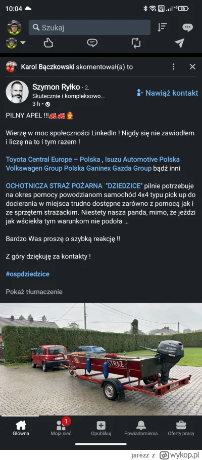 jarezz - #osp DZIEDZICE pilnie potrzebuje #pickup #4wd żeby pomagać ofiarom #powodz

...