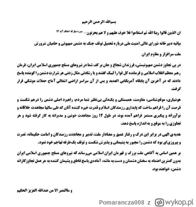 Pomarancza008 - #iran #izrael
Iran wydał kolejne oświadczenie. Nasze zwycięstwo spraw...