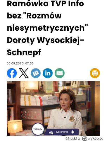 Cinoski - A mogę poprosić o wywalenie jej ze wszystkich programów i z TVP?
#tvp #tvpi...