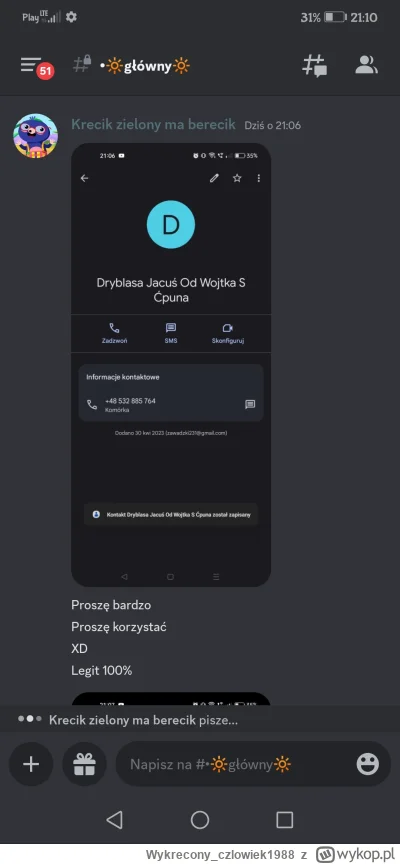 Wykrecony_czlowiek1988 - #kononowicz werfikowany numer życzę miłej zabawy