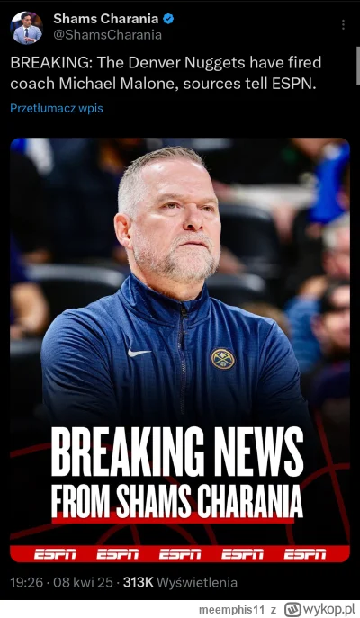 meemphis11 - Fajnie tam mają w Denver 
Jokić grającym trenerem 

#nba