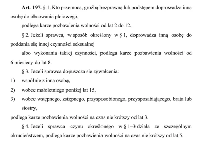 R187 - @bregath: Min. 3 lata w przypadku gwałtu na osobie w wieku później lat 15 albo...