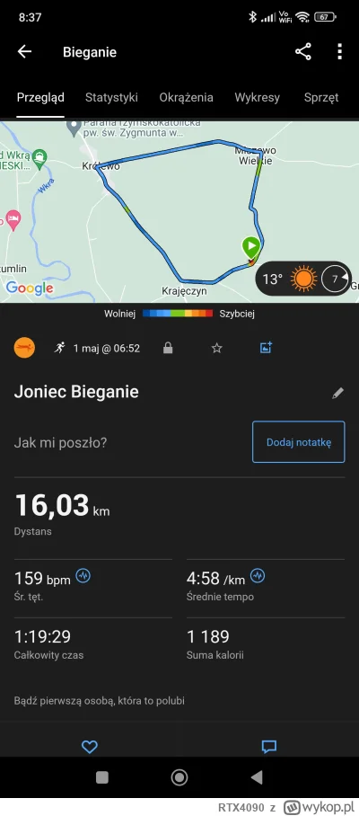 RTX4090 - Mój mały obóz treningowy - 4 dni katowania biegowego

Dzień 1 - trasa 16 km...