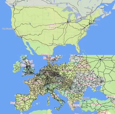 BozenaMal - Linie kolejowe w USA vs Europa. To pokazuje jsk silne są przedsiębiorstwa...