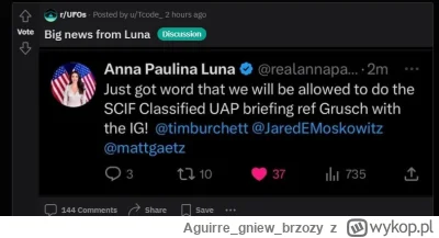 Aguirregniewbrzozy - #ufo #uap #nhi #ufonapowaznie  
A jednak dostali dostęp do SCIF
...
