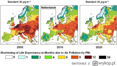 bartousz - A tutaj mapka publikująca badanie jak zanieczyszczenie skraca życie w Euro...
