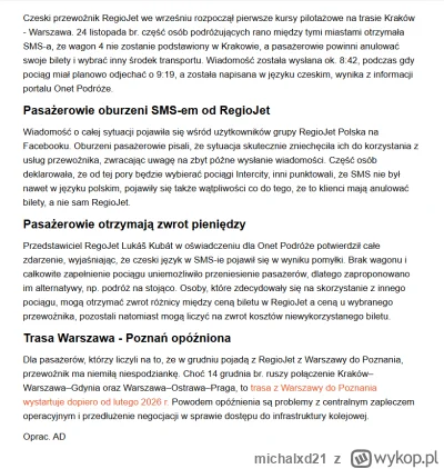 michalxd21 - Pierwsze problemy Regio Jet w Polsce:
-dzisiaj rano RegioJet odstawił ni...