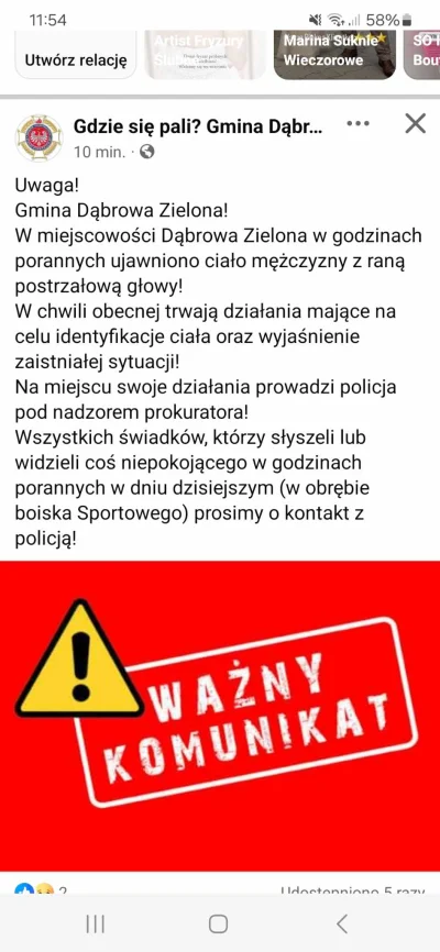 mk92 - Wiadomość z dzisiejszego poranku. Dąbrowa zielona znajduje się 5km od borowców...