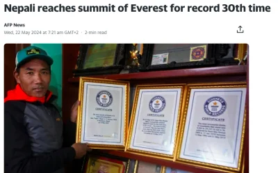 Zapaczony - #!$%@?

https://sg.news.yahoo.com/nepali-reaches-summit-everest-record-05...