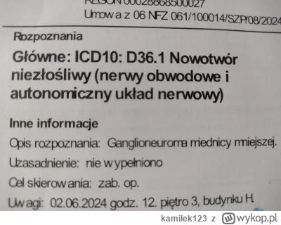 kamilek123 - Stało się jutro rano jadę do szpital w sprawie tego guza, a w środę mam ...