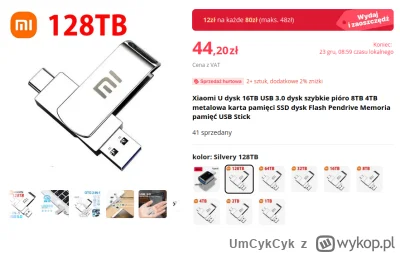 UmCykCyk - Słabo, słabo. Na aliexpress za 9 dych można zamówić pendrive 16TB wielkośc...