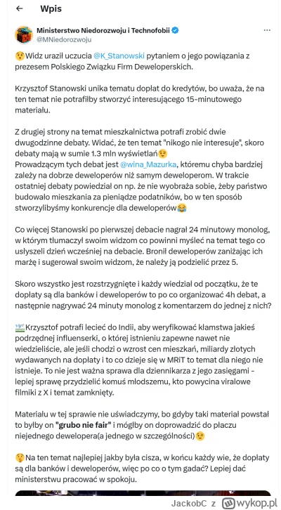 JackobC - Warto znać kontekst i "pytanie na które stano się oburzył", no nie jest to ...