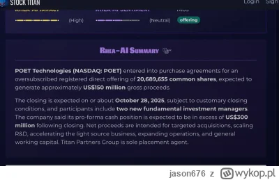 jason676 - #gielda #poet jedziemy! Oczywiście z ryzykiem rozwodnienia ( ͡º ͜ʖ͡º)